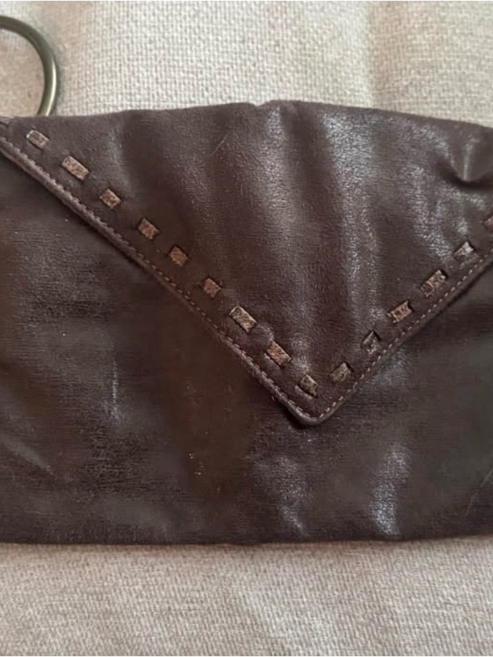 Matt & Nat Dark Brown Envelope Clutch with Stud Accent